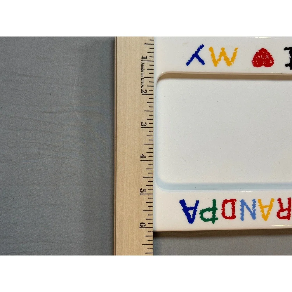 Vintage I Love My Grandpa Ceramic Picture Frame Multi-Color Crayon Style 4x6